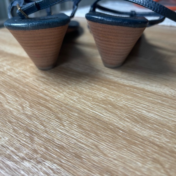 Tory Burch Emmy Demi Wedge Sandal Size 11 Navy Blue - Picture 7 of 10